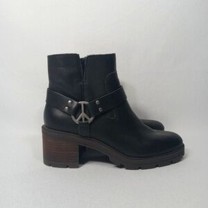 LUCKY BRAND Soxton Women's Black Leather Moto Style Boots Size 9.5